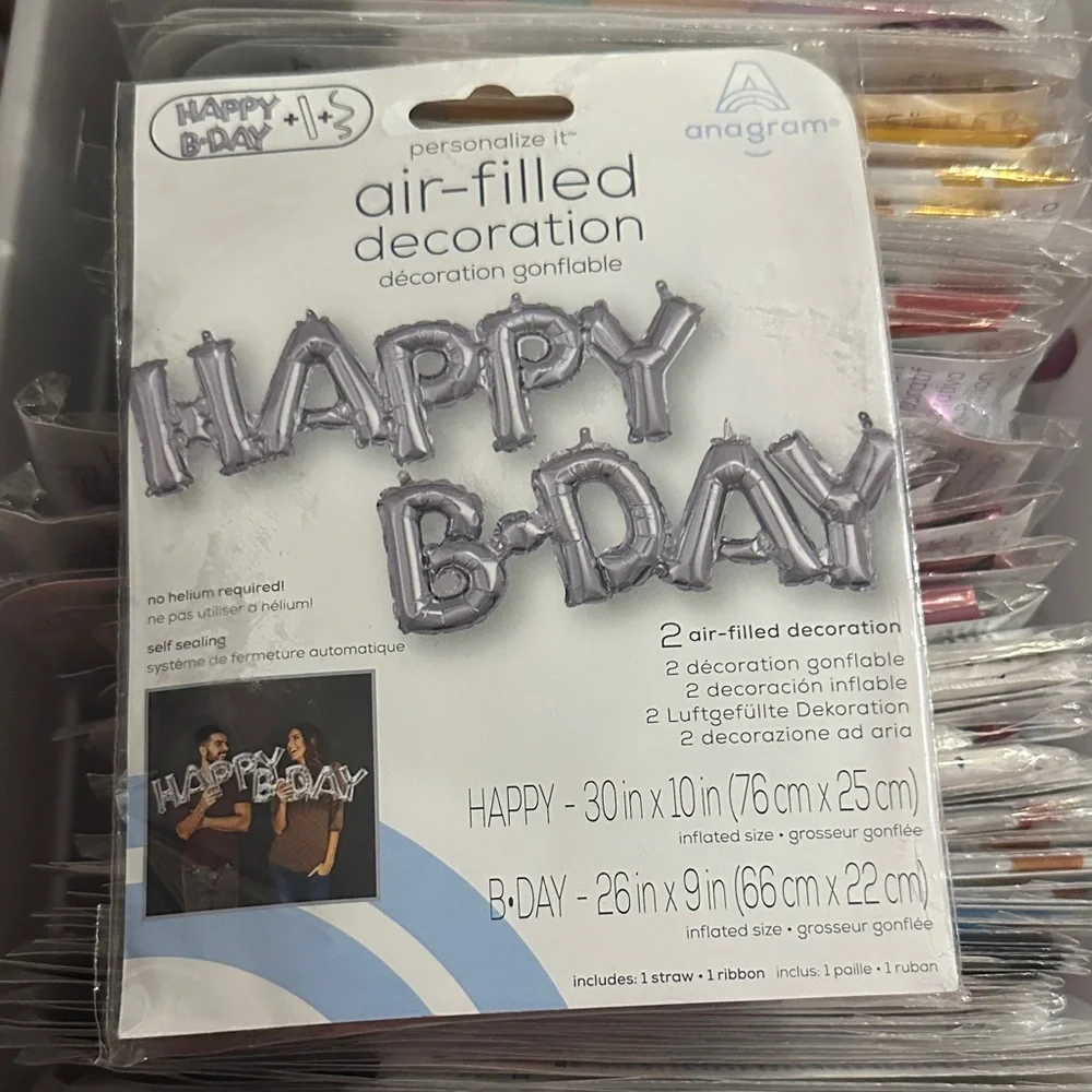 Silver Happy B-Day Air-Filled Decoration